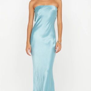 Bec + Bridge Blue Strapless Slip Dress for Prom